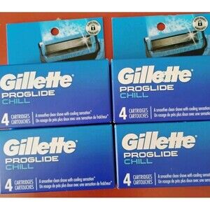Lot of 4 Gillette ProGlide Chill Razor Blade Refills 4ct Packs 16 Blades Total